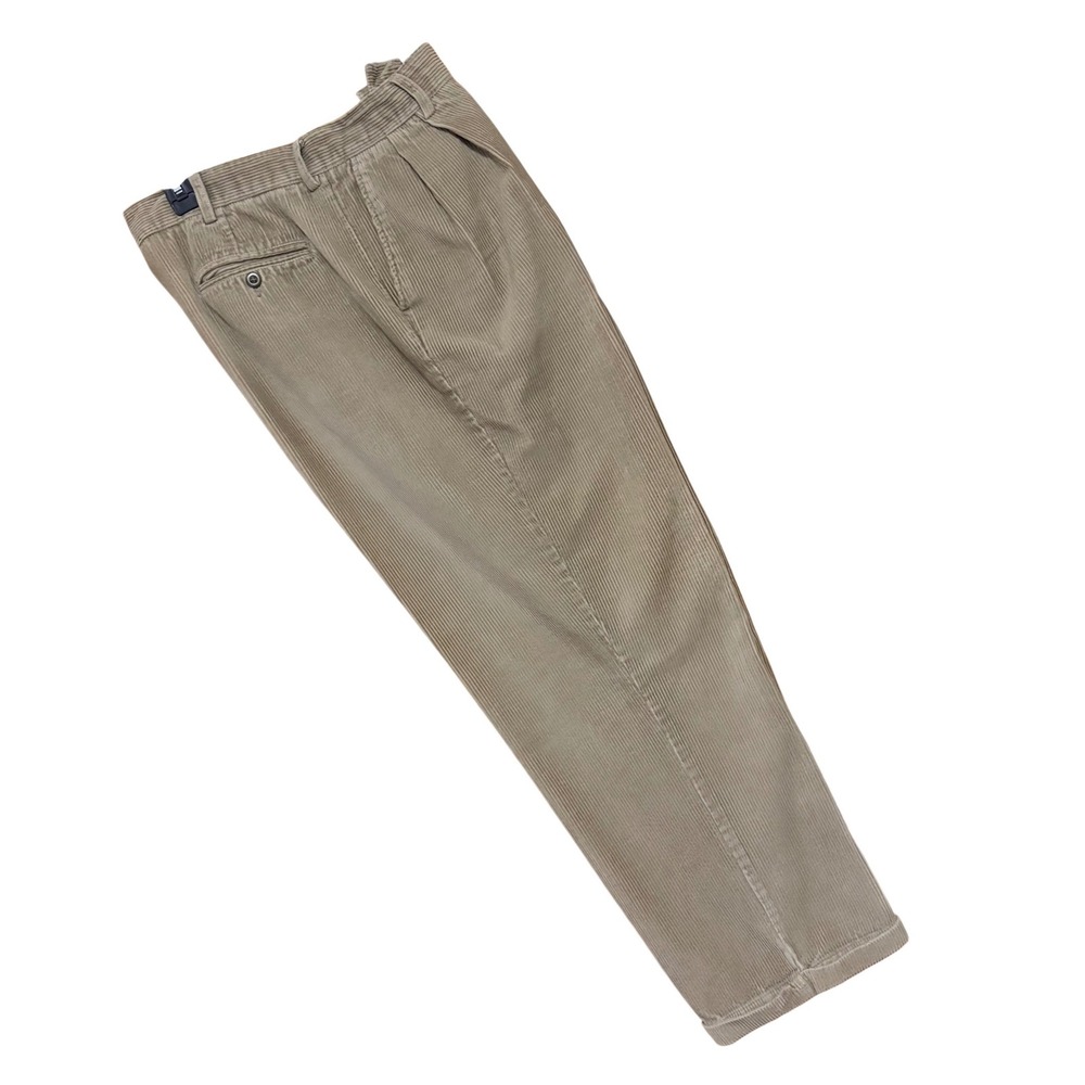 Haggar City Casuals Mens 36x30 Tan Corduroy Pleated Cotton Pants Preppy Neutral
